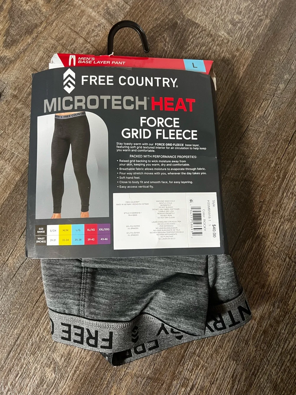 Free Country Force Grid Fleece Base Layer Top and Bottom-‎ Size Large